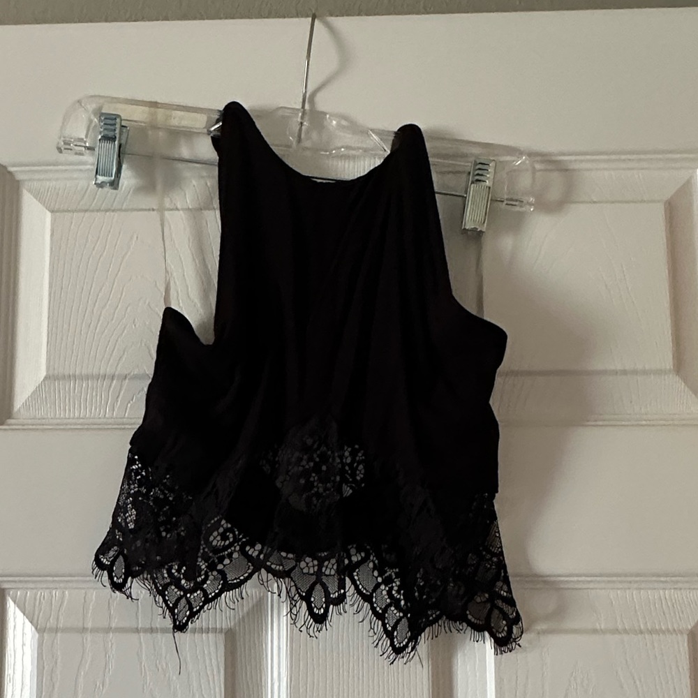 Small Lace Bottom Solemio Stretchy Halter Top